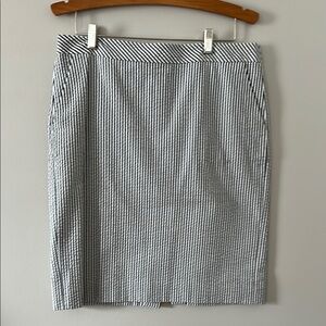 JCREW Navy and white seersucker pencil skirt sz12